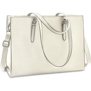 Laptop Bag Lightweight Vegan Leather Cream